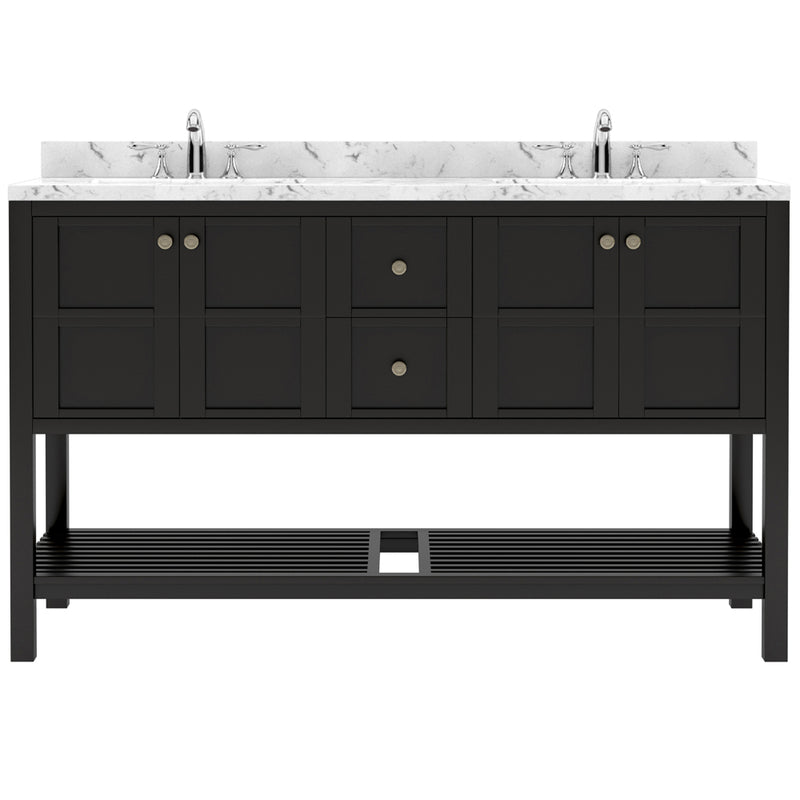 Modern Fittings Winterfell 60" Double Bath Vanity with Cultured Marble Quartz Top and Round Sinks