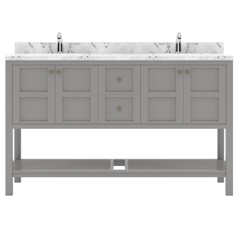 Modern Fittings Winterfell 60" Double Bath Vanity with Cultured Marble Quartz Top and Round Sinks