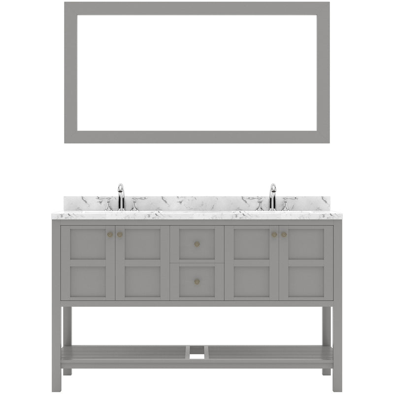 Modern Fittings Winterfell 60" Double Bath Vanity with Cultured Marble Quartz Top and Round Sinks