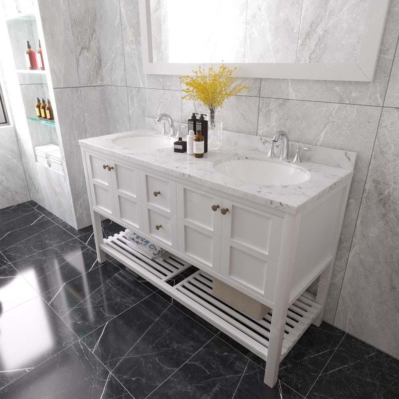 Modern Fittings Winterfell 60" Double Bath Vanity with Cultured Marble Quartz Top and Round Sinks