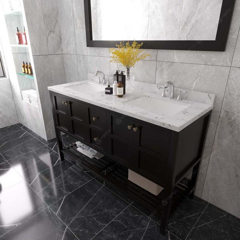 Modern Fittings Winterfell 60" Double Bath Vanity with Cultured Marble Quartz Top and Square Sinks