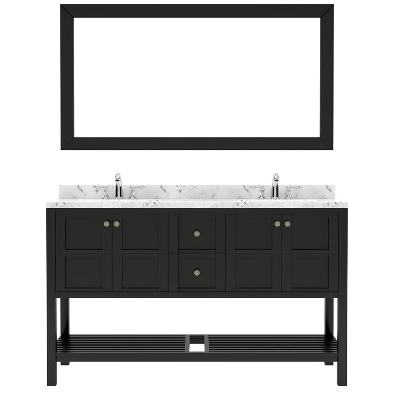 Modern Fittings Winterfell 60" Double Bath Vanity with Cultured Marble Quartz Top and Square Sinks Faucets