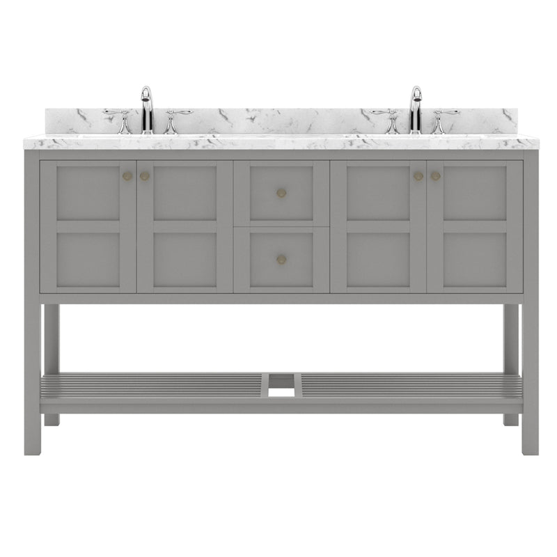 Modern Fittings Winterfell 60" Double Bath Vanity with Cultured Marble Quartz Top and Square Sinks