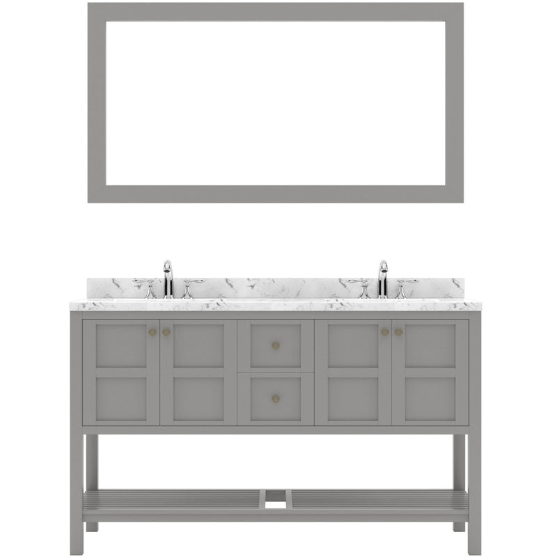 Modern Fittings Winterfell 60" Double Bath Vanity with Cultured Marble Quartz Top and Square Sinks