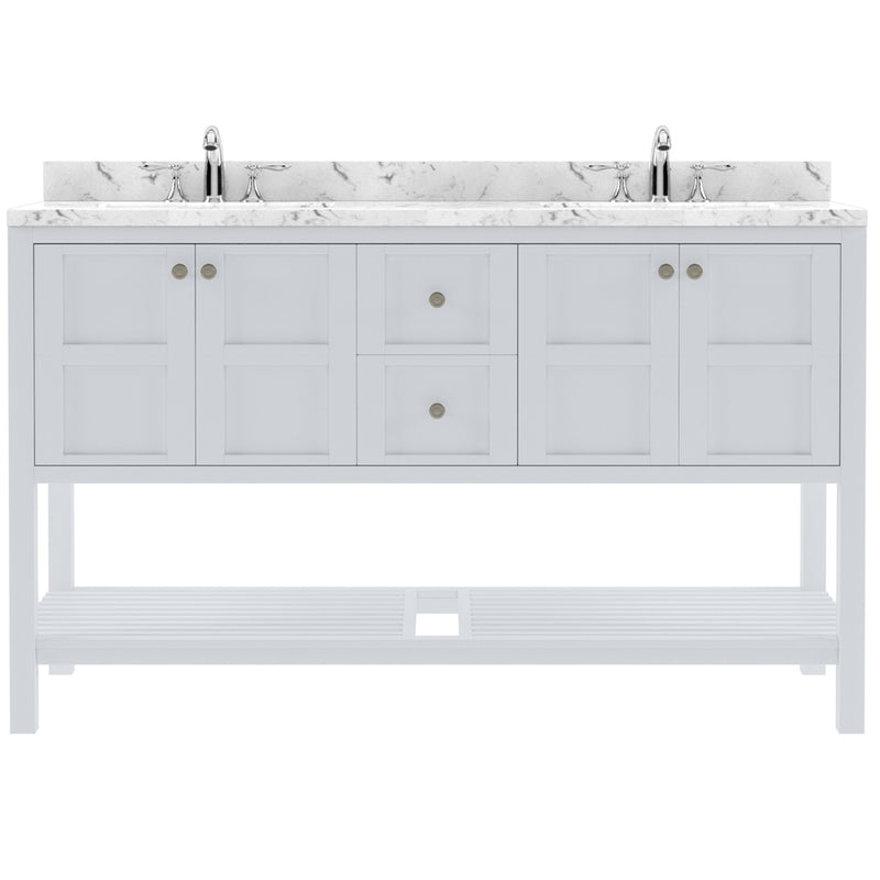 Modern Fittings Winterfell 60" Double Bath Vanity with Cultured Marble Quartz Top and Square Sinks