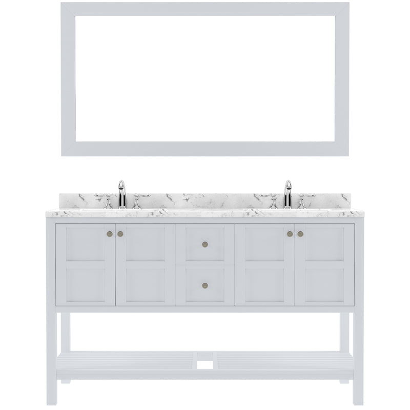 Modern Fittings Winterfell 60" Double Bath Vanity with Cultured Marble Quartz Top and Square Sinks