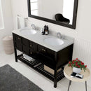 Modern Fittings Winterfell 60" Double Bath Vanity in Espresso with Dazzle White Quartz Top and Round Sinks Faucets