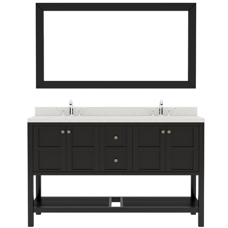 Modern Fittings Winterfell 60" Double Bath Vanity with Dazzle White Quartz Top and Round Sinks