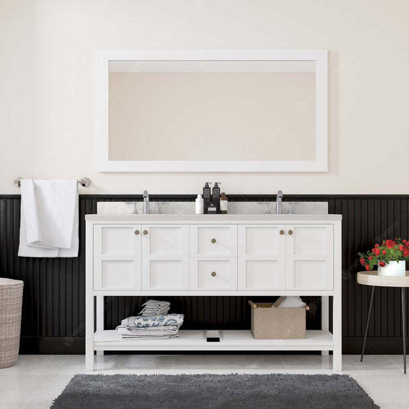 Modern Fittings Winterfell 60" Double Bath Vanity with Dazzle White Quartz Top and Round Sinks