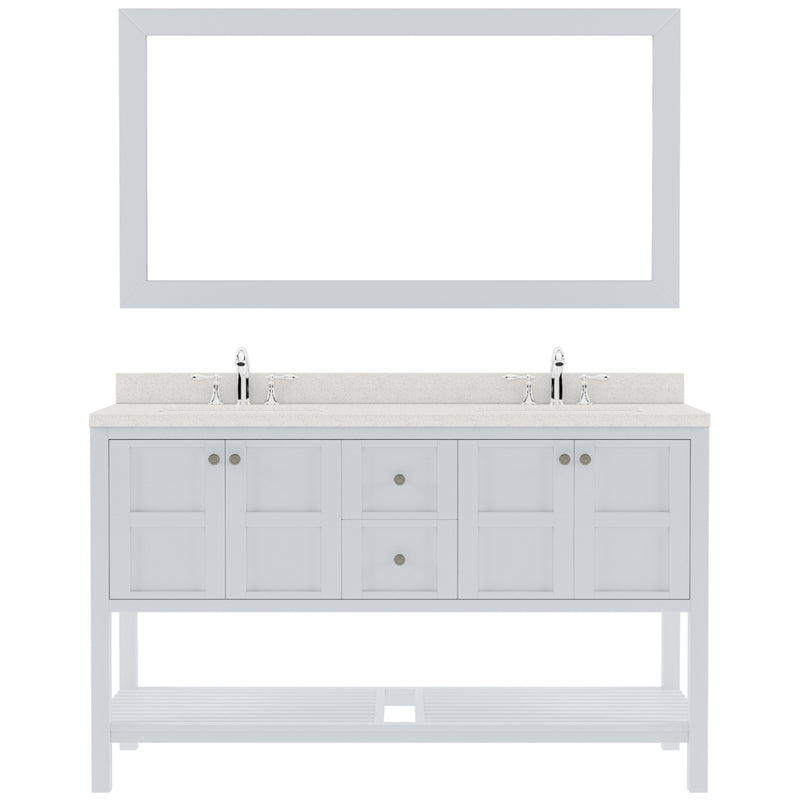 Modern Fittings Winterfell 60" Double Bath Vanity in Espresso with Dazzle White Quartz Top and Round Sinks Faucets