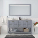 Modern Fittings Winterfell 60" Double Bath Vanity in Espresso with Dazzle White Quartz Top and Square Sinks Faucets