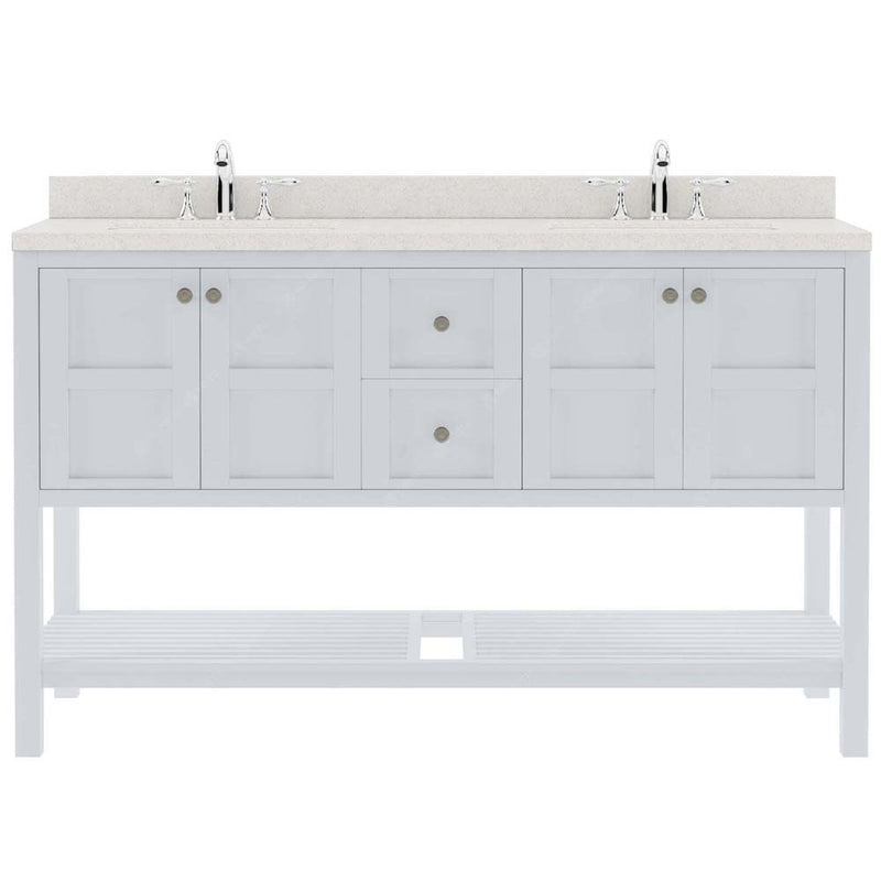 Modern Fittings Winterfell 60" Double Bath Vanity with Dazzle White Quartz Top and Square Sinks