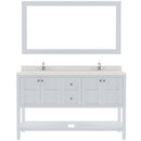 Modern Fittings Winterfell 60" Double Bath Vanity in Espresso with Dazzle White Quartz Top and Square Sinks Faucets