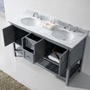 Modern Fittings Winterfell 60" Double Bath Vanity with White Marble Top and Round Sinks