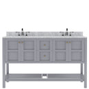 Modern Fittings Winterfell 60" Double Bath Vanity with White Marble Top and Round Sinks