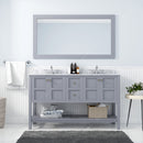 Modern Fittings Winterfell 60" Double Bath Vanity in Espresso with White Marble Top and Round Sinks Faucets