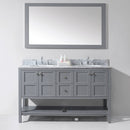 Modern Fittings Winterfell 60" Double Bath Vanity in Espresso with White Marble Top and Round Sinks Faucets