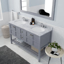 Modern Fittings Winterfell 60" Double Bath Vanity with White Marble Top and Round Sinks