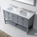 Modern Fittings Winterfell 60" Double Bath Vanity with White Marble Top and Round Sinks