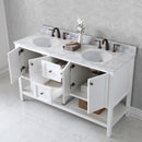 Modern Fittings Winterfell 60" Double Bath Vanity with White Marble Top and Round Sinks