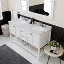 Modern Fittings Winterfell 60" Double Bath Vanity with White Marble Top and Round Sinks