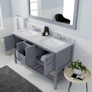 Modern Fittings Winterfell 60" Double Bath Vanity with White Marble Top and Square Sinks