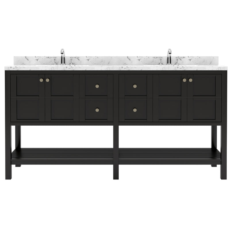 Modern Fittings Winterfell 72" Double Bath Vanity with Cultured Marble Quartz Top and Round Sinks