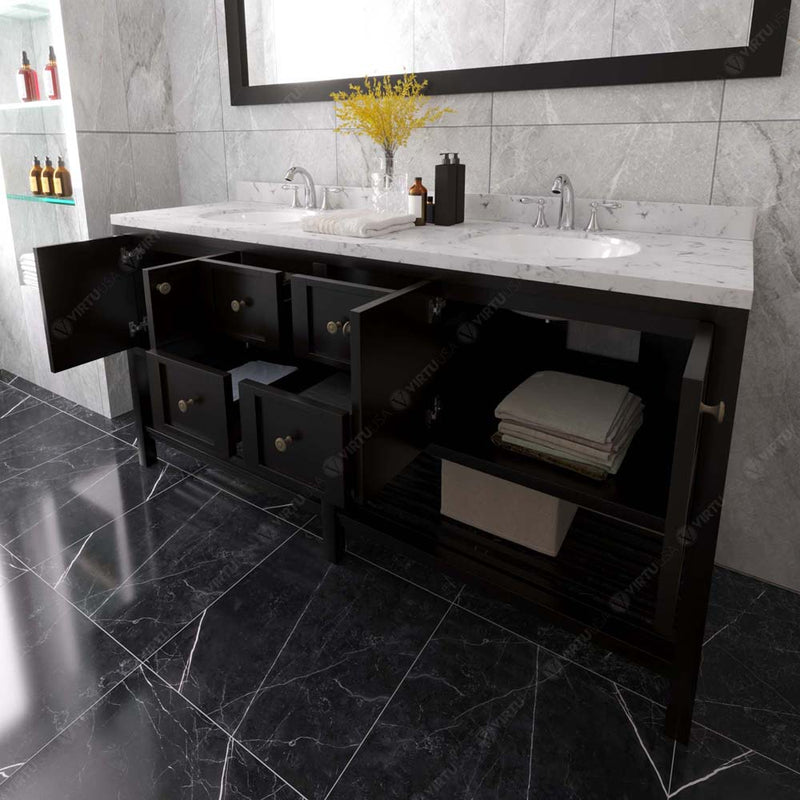 Modern Fittings Winterfell 72" Double Bath Vanity with Cultured Marble Quartz Top and Round Sinks Nickel Faucets