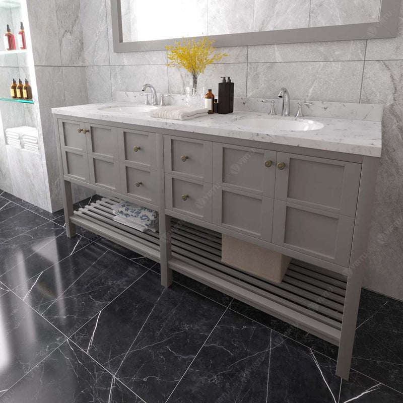 Modern Fittings Winterfell 72" Double Bath Vanity with Cultured Marble Quartz Top and Round Sinks