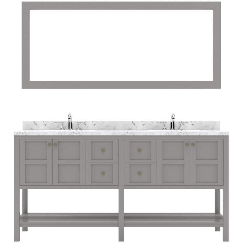 Modern Fittings Winterfell 72" Double Bath Vanity with Cultured Marble Quartz Top and Round Sinks Nickel Faucets