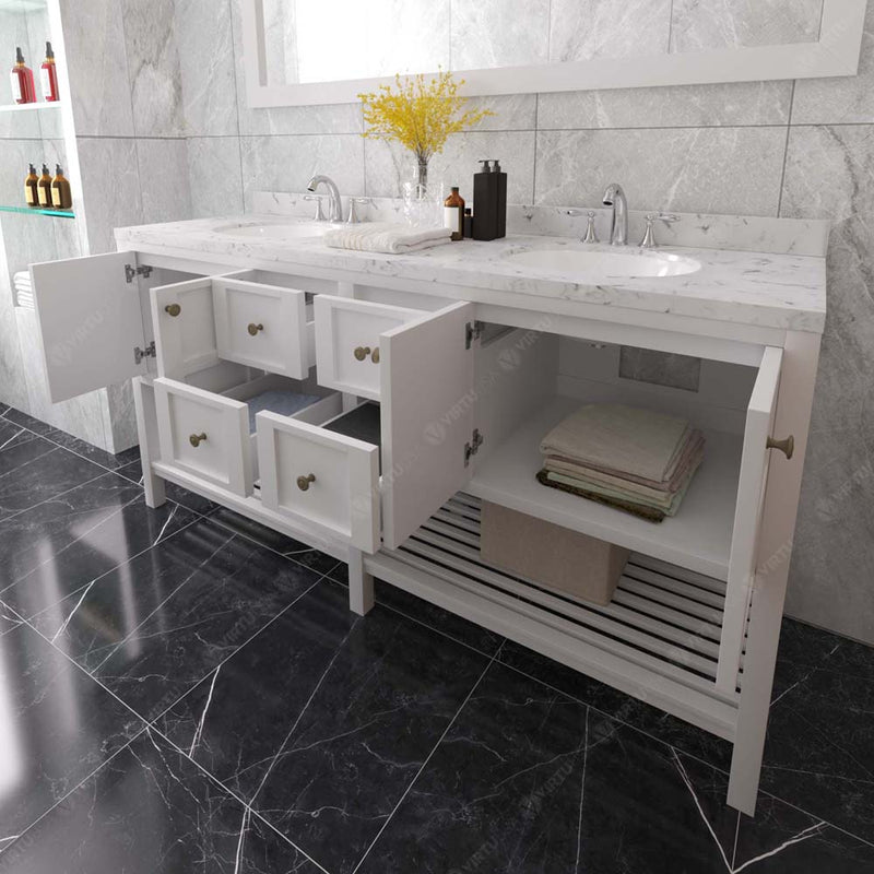 Modern Fittings Winterfell 72" Double Bath Vanity with Cultured Marble Quartz Top and Round Sinks