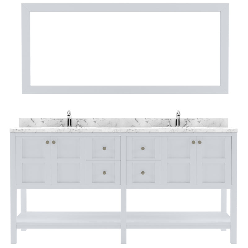 Modern Fittings Winterfell 72" Double Bath Vanity with Cultured Marble Quartz Top and Round Sinks Nickel Faucets