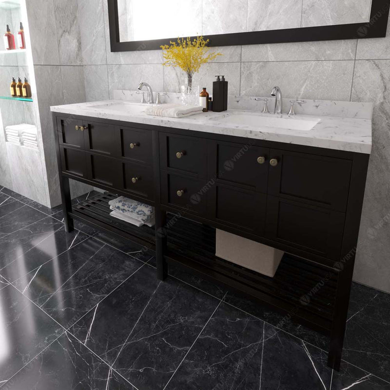 Modern Fittings Winterfell 72" Double Bath Vanity with Cultured Marble Quartz Top and Square Sinks