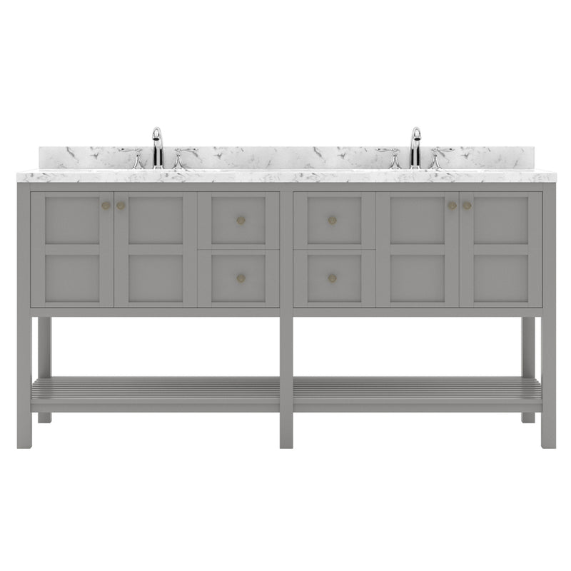 Modern Fittings Winterfell 72" Double Bath Vanity with Cultured Marble Quartz Top and Square Sinks