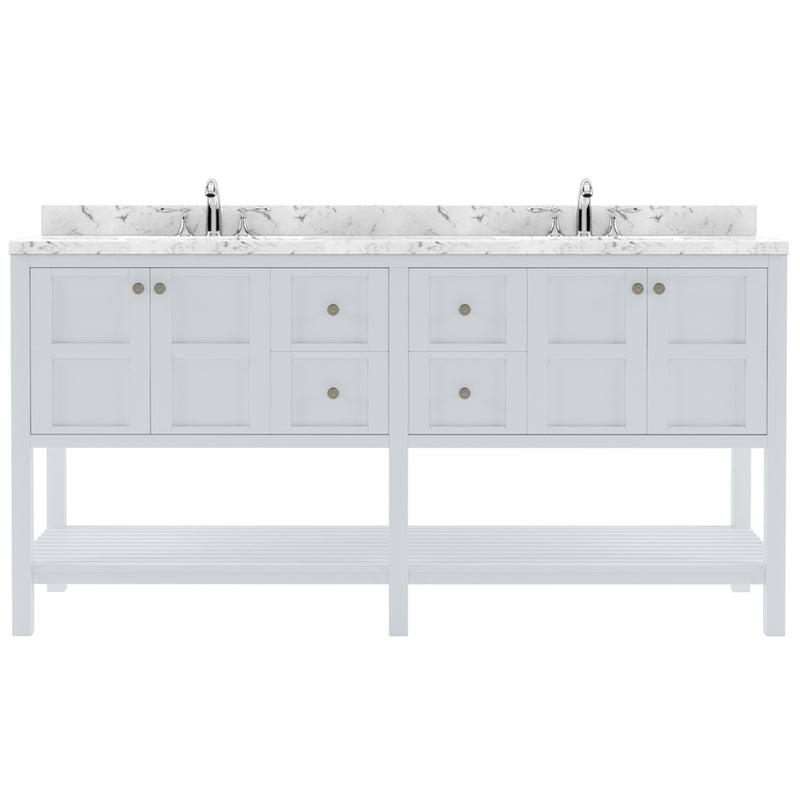 Modern Fittings Winterfell 72" Double Bath Vanity with Cultured Marble Quartz Top and Square Sinks