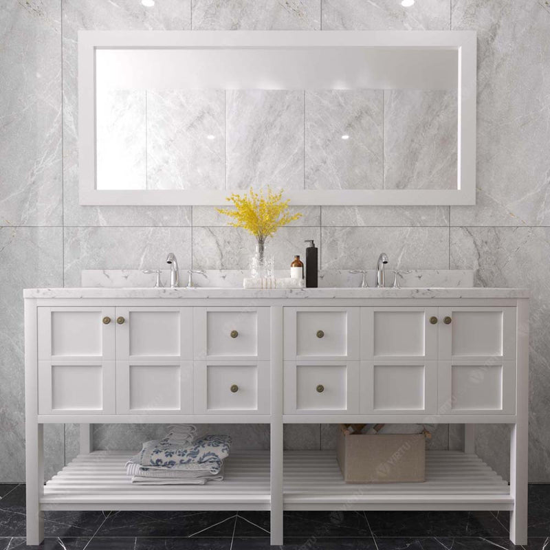 Modern Fittings Winterfell 72" Double Bath Vanity with Cultured Marble Quartz Top and Square Sinks Nickel Faucets