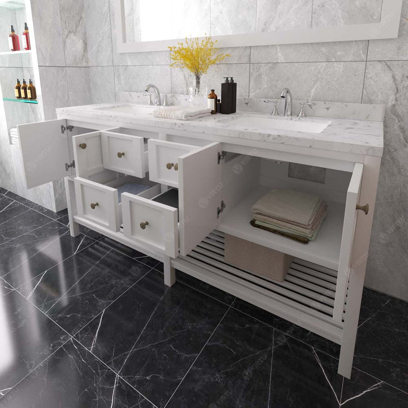 Modern Fittings Winterfell 72" Double Bath Vanity with Cultured Marble Quartz Top and Square Sinks Nickel Faucets