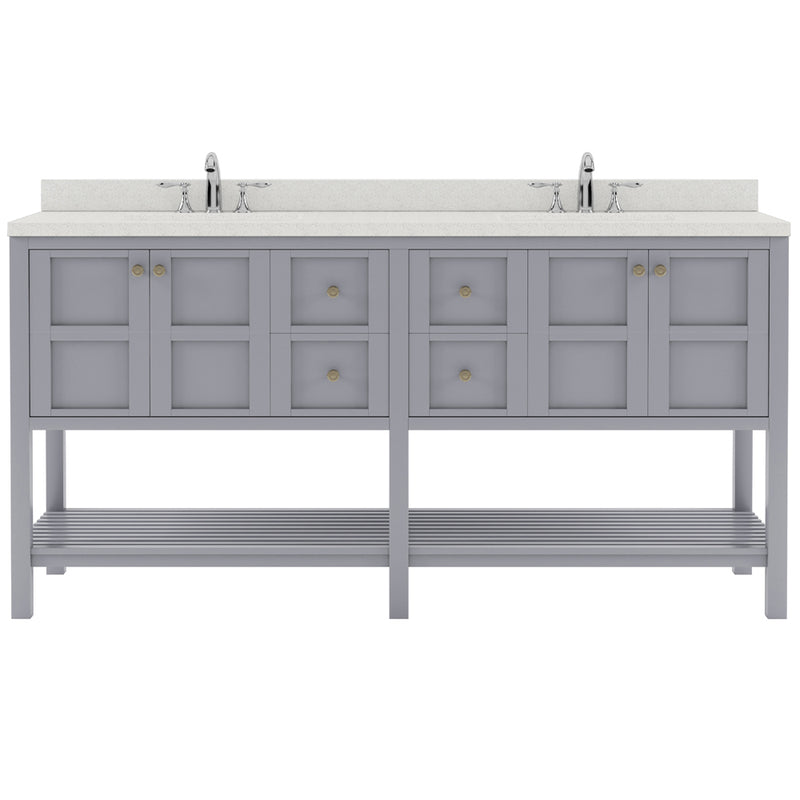 Modern Fittings Winterfell 72" Double Bath Vanity with Dazzle White Quartz Top and Round Sinks