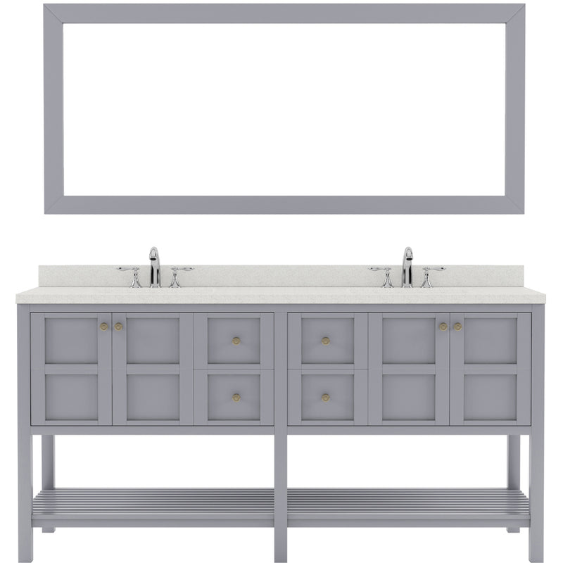 Modern Fittings Winterfell 72" Double Bath Vanity with Dazzle Quartz Top and Round Sinks Nickel Faucets