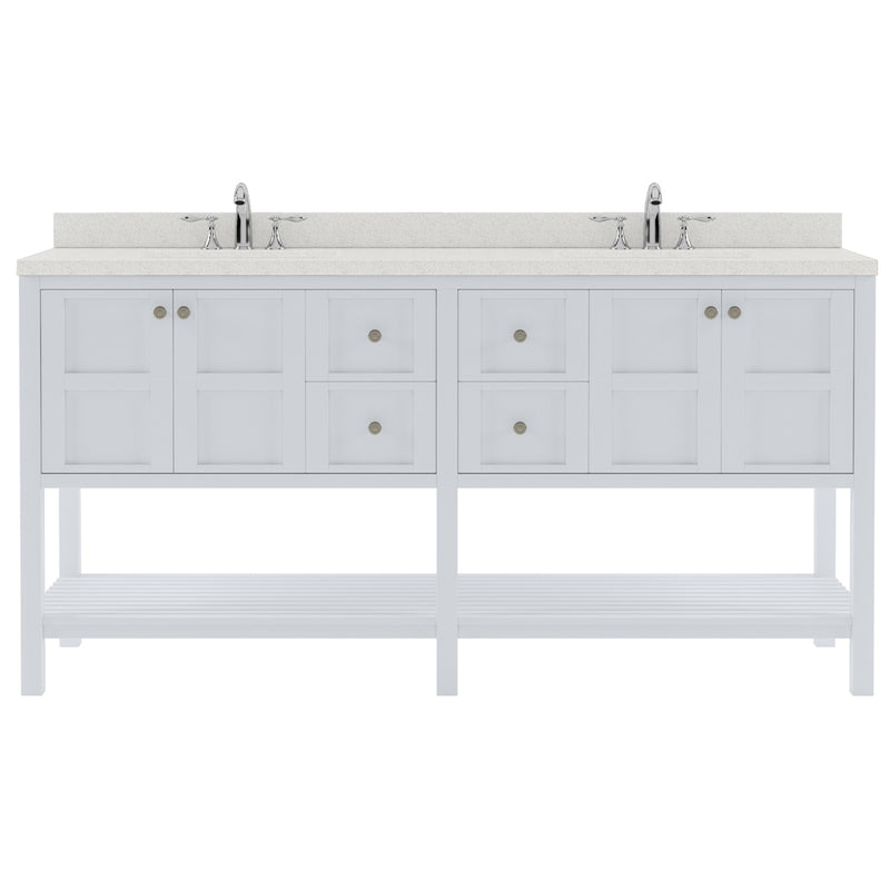 Modern Fittings Winterfell 72" Double Bath Vanity with Dazzle White Quartz Top and Round Sinks