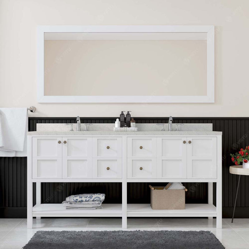 Modern Fittings Winterfell 72" Double Bath Vanity with Dazzle White Quartz Top and Round Sinks