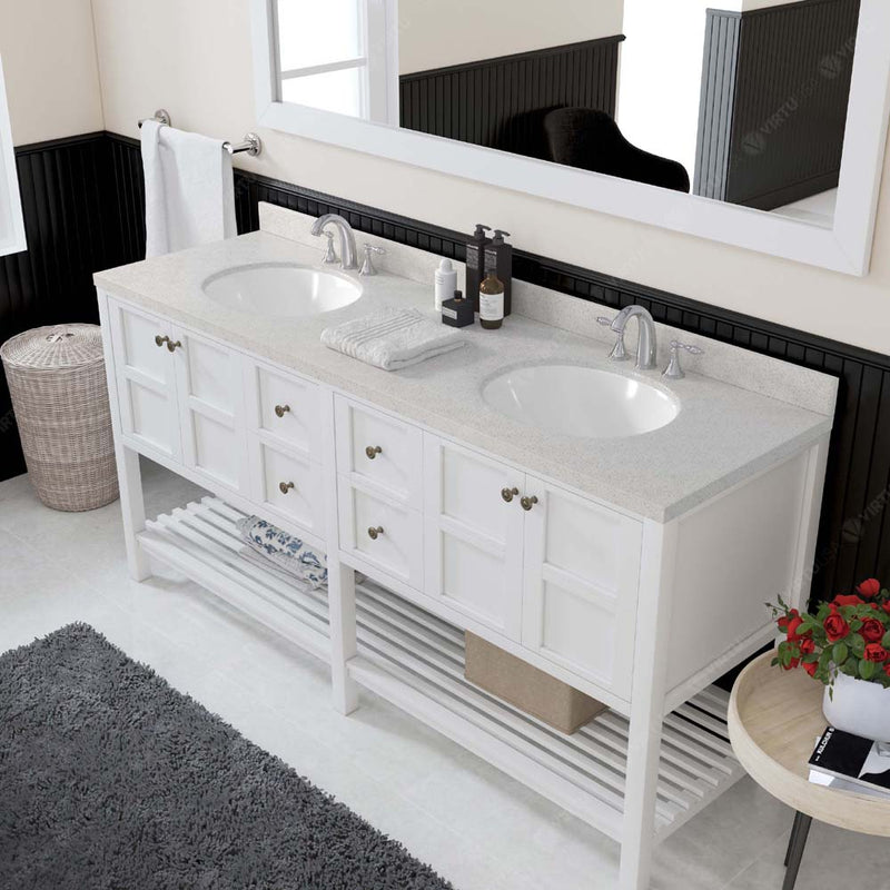 Modern Fittings Winterfell 72" Double Bath Vanity with Dazzle White Quartz Top and Round Sinks