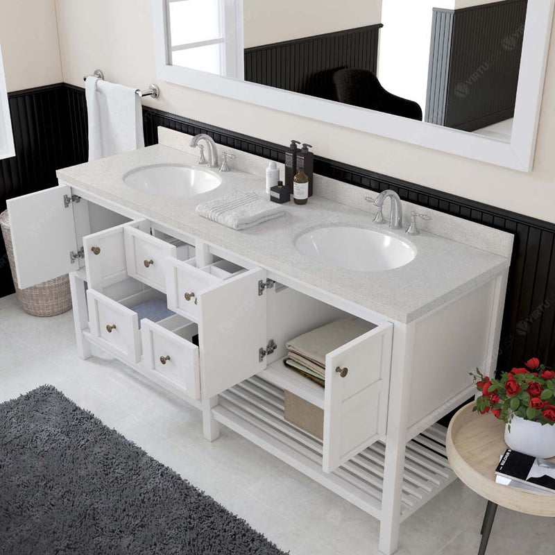 Modern Fittings Winterfell 72" Double Bath Vanity with Dazzle White Quartz Top and Round Sinks