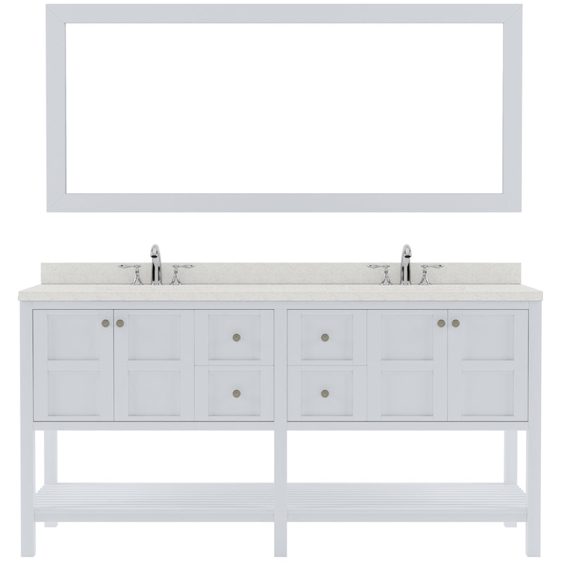 Modern Fittings Winterfell 72" Double Bath Vanity with Dazzle White Quartz Top and Round Sinks