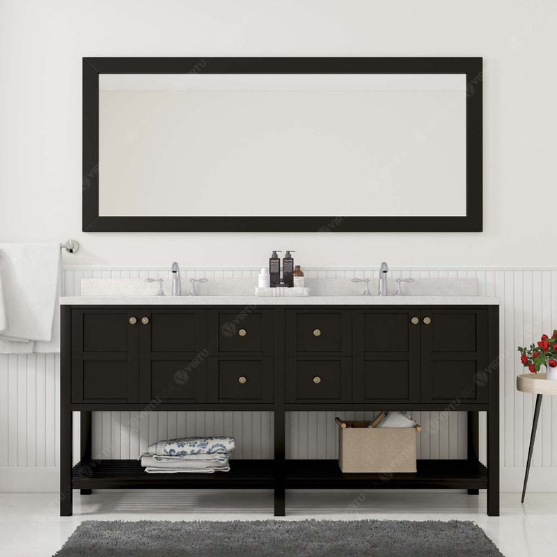 Modern Fittings Winterfell 72" Double Bath Vanity with Dazzle White Quartz Top and Square Sinks Nickel Faucets