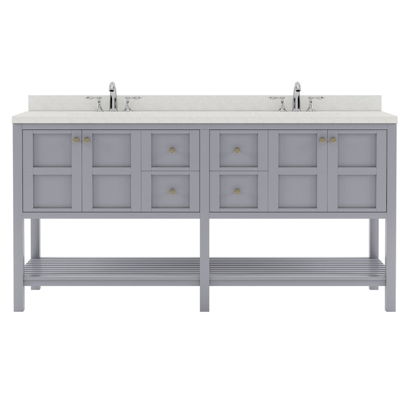 Modern Fittings Winterfell 72" Double Bath Vanity with Dazzle White Quartz Top and Square Sinks