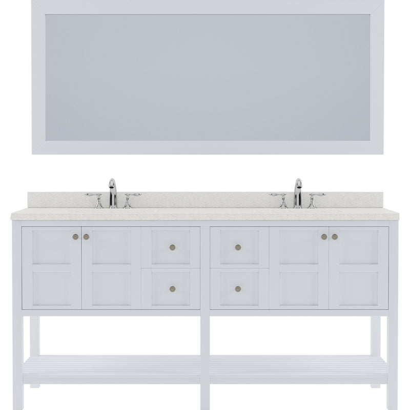 Modern Fittings Winterfell 72" Double Bath Vanity with Dazzle White Quartz Top and Square Sinks Nickel Faucets