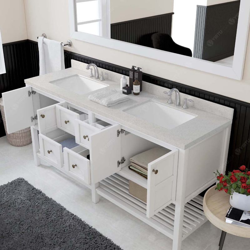 Modern Fittings Winterfell 72" Double Bath Vanity with Dazzle White Quartz Top and Square Sinks