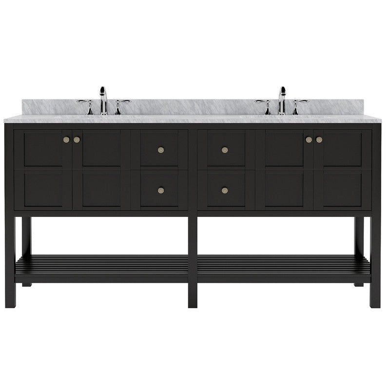 Modern Fittings Winterfell 72" Double Bath Vanity with White Marble Top and Round Sinks