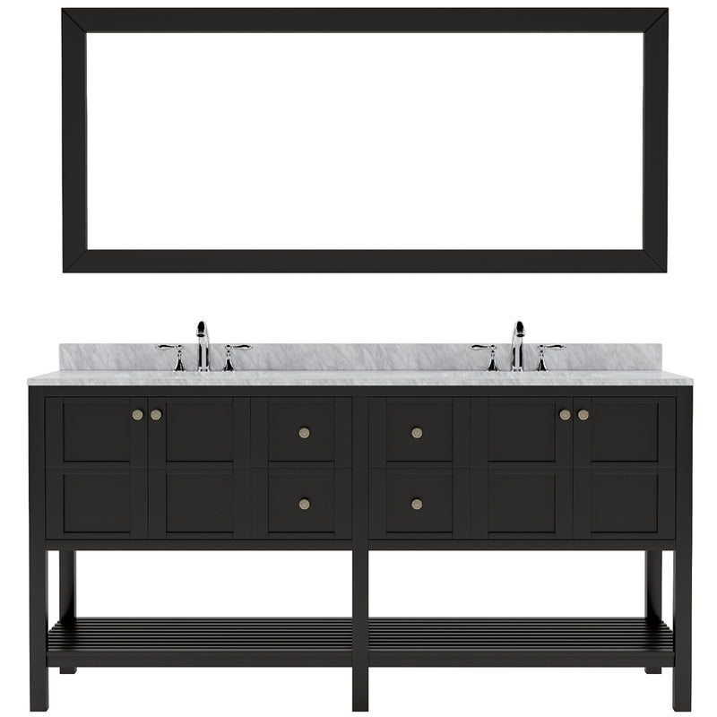 Modern Fittings Winterfell 72" Double Bath Vanity with White Marble Top and Round Sinks